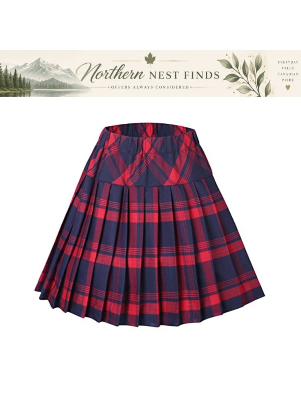 Pleated High Waist Plaid Mini Skater Skirt A-Line School Style